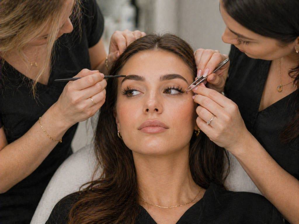 Beauty salon brow and lash treatment brow clean-up at women’s Beauty Salon New Cairo near Third Settlement