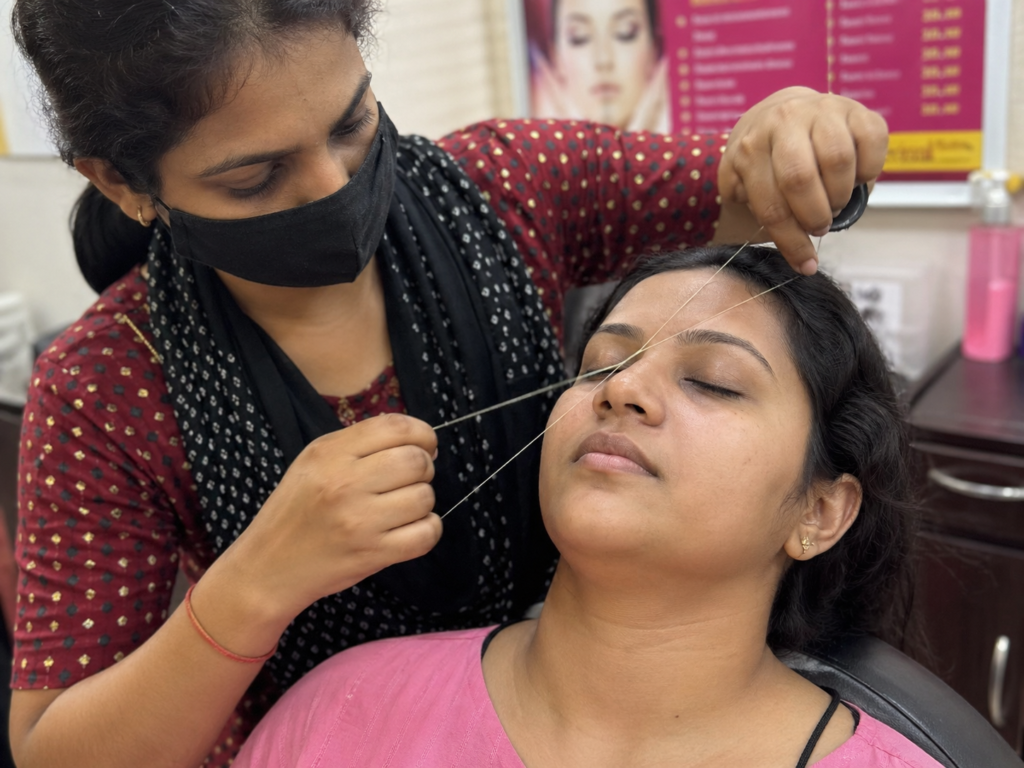 Eyebrow threading eyebrow threading service at beauty salon in New Cairo near Fifth Settlement