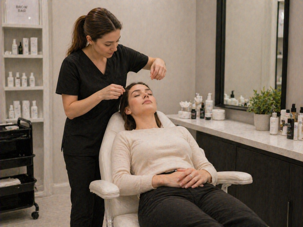 Eyebrow threading at the beauty salon eyebrow threading service at beauty salon near Fifth Settlement New Cairo