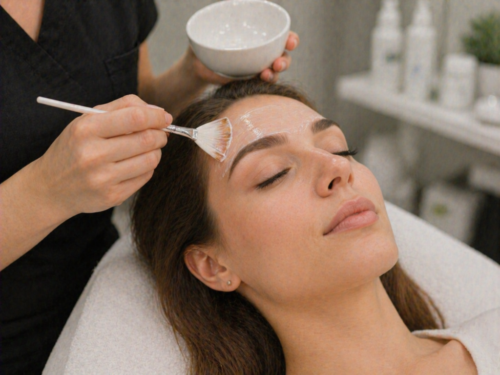 Relaxing spa skincare treatment close-up Getting ready for brow shaping service for an event at Beauty Salon New Cairo near AUC and North 90