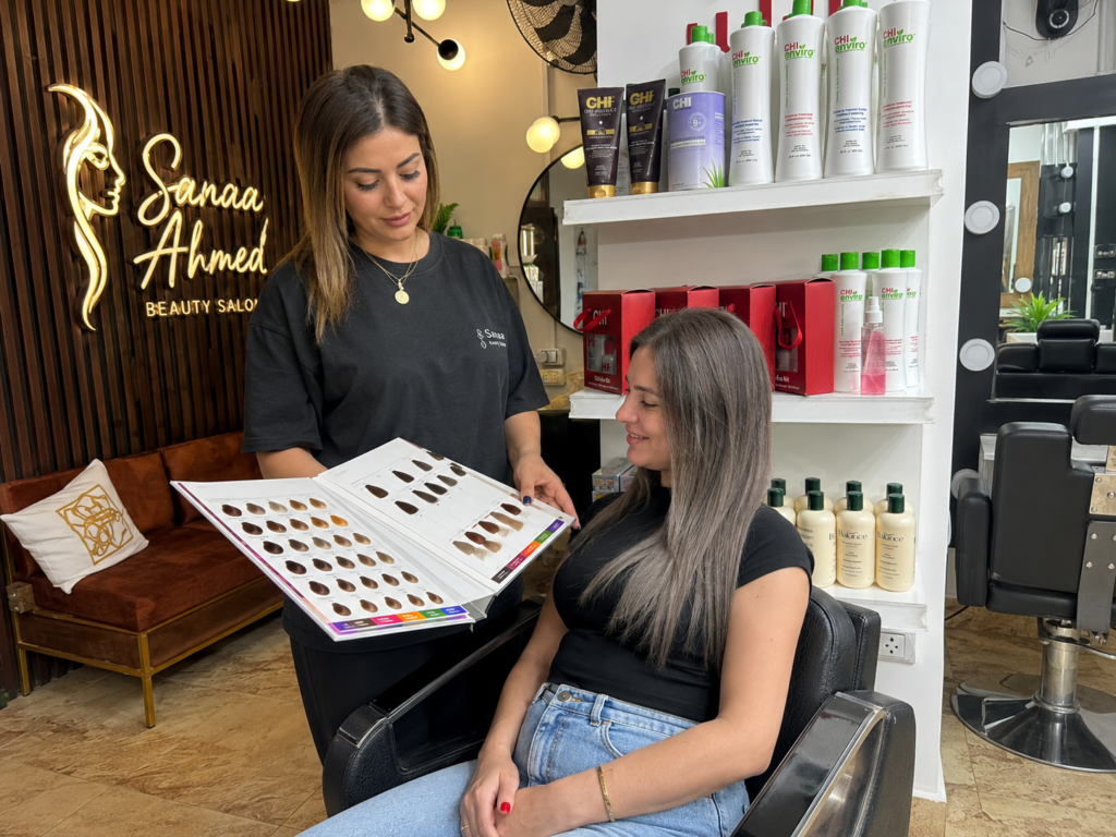 10 Hair coloring service for Zahraa Nasr City clients by Sanaa Ahmed Beauty Salon with expert consultation and high-quality products