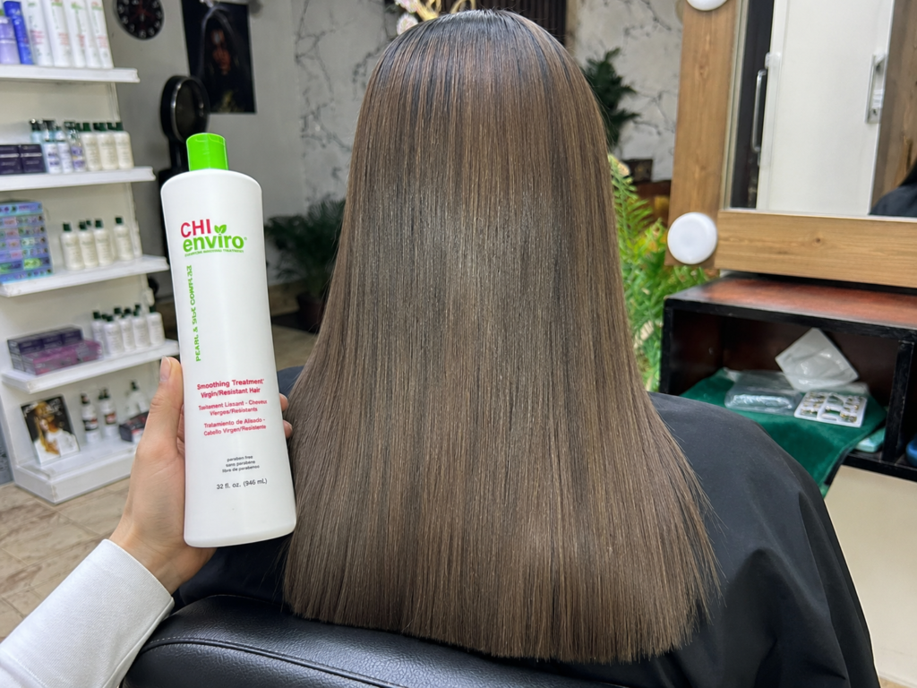2 CHI Enviro hair treatment for Zahraa El Maadi women at Sanaa Ahmed Beauty Salon in 3rd Settlement New Cairo
