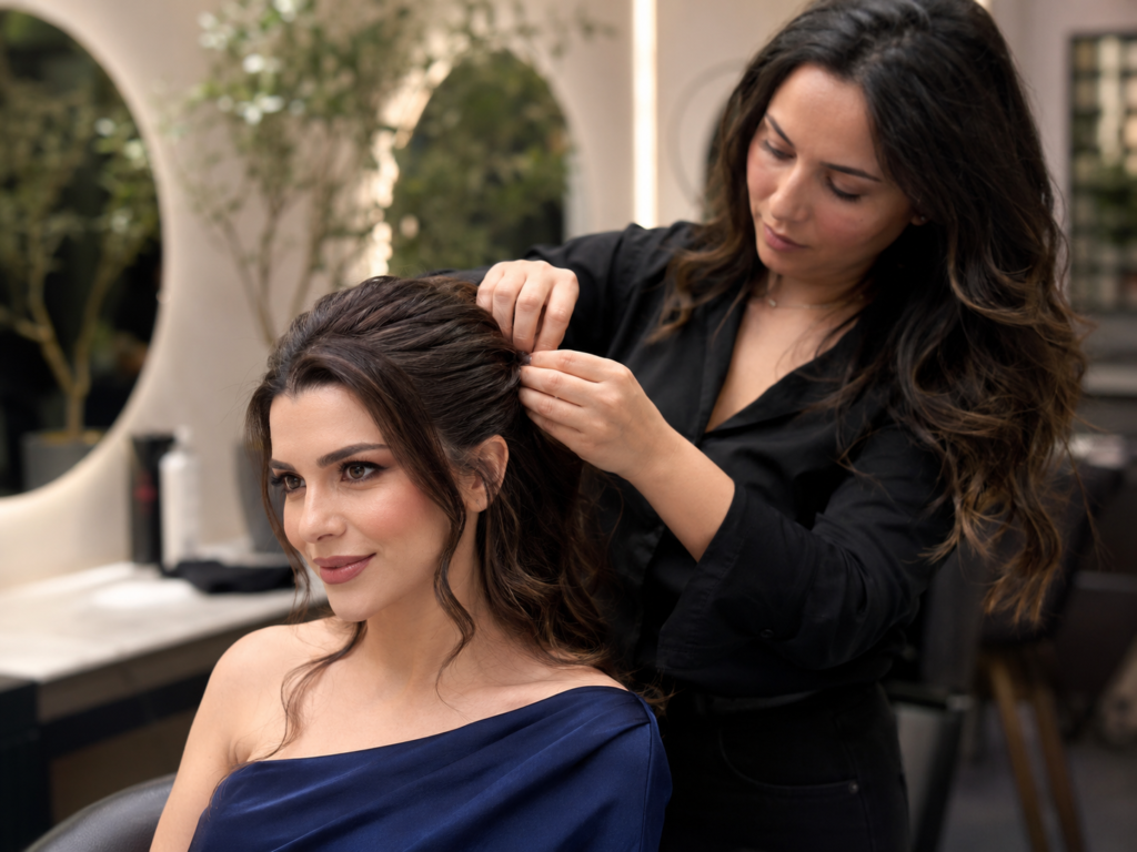 Hairstyling for weddings engagements and events near El Andalos New Cairo by Sanaa Ahmed Beauty Salon in 3rd Settlement