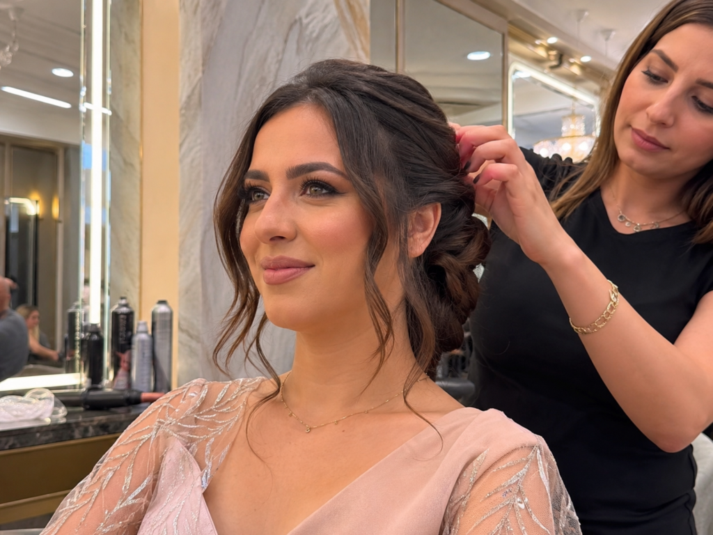 5 Bridal hairstyling and beauty preparation at Sanaa Ahmed Beauty Salon for brides and guests in New Cairo