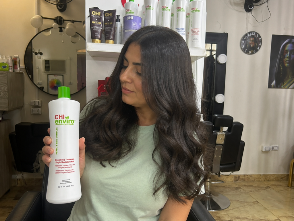 CHI Enviro hair treatment at Sanaa Ahmed Beauty Salon near El Andalos and 5th Settlement New Cairo for smoother healthier-looking hair