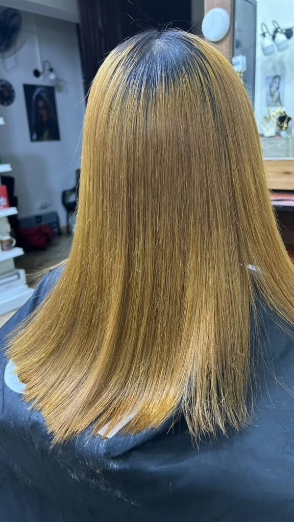 CHI Enviro hair smoothing treatment result at Sanaa Ahmed Beauty Salon serving Zahret El Tagamo3 New Cairo