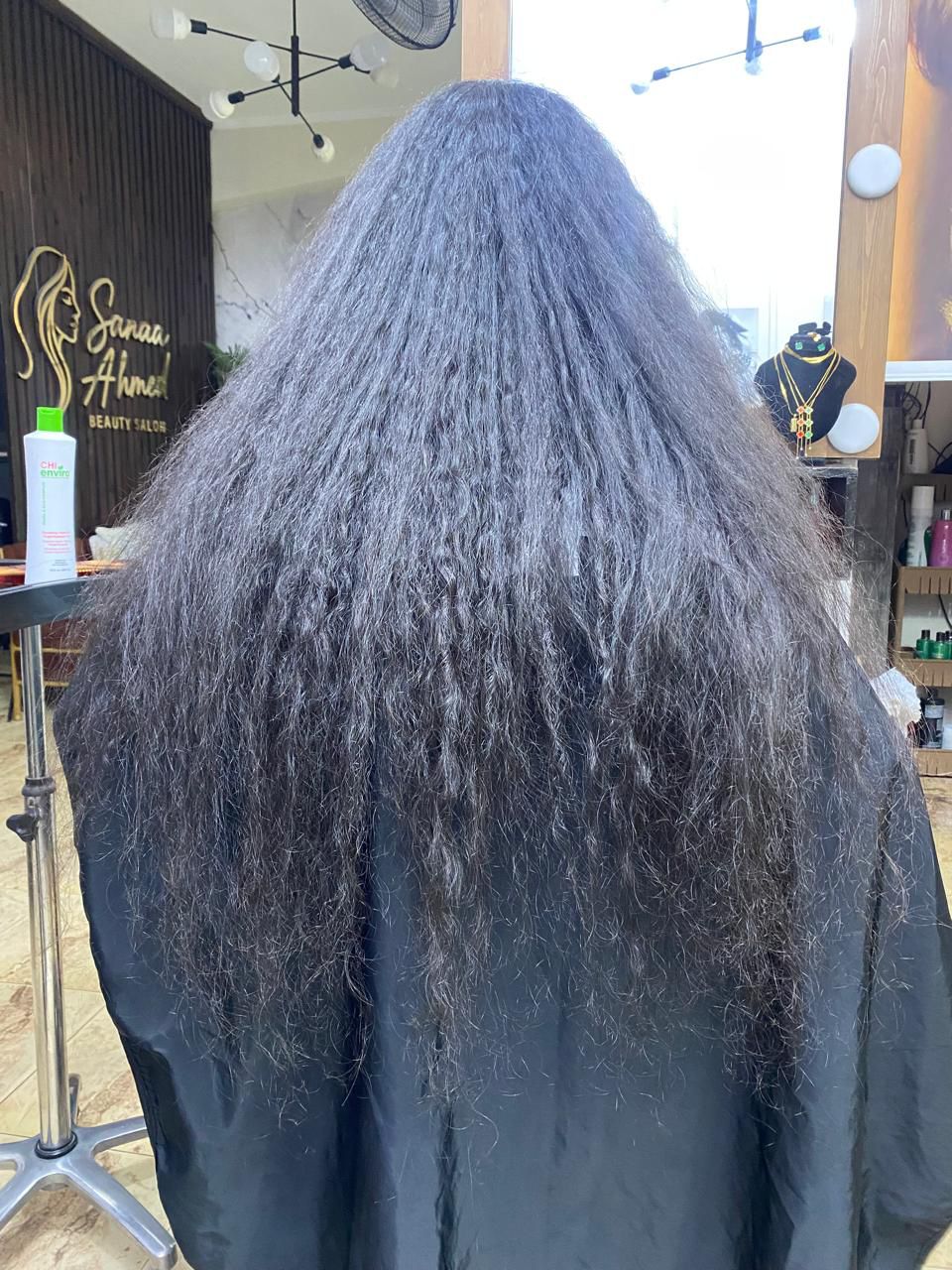 long frizzy hair before keratin beauty salon 3rd settlement new cairo