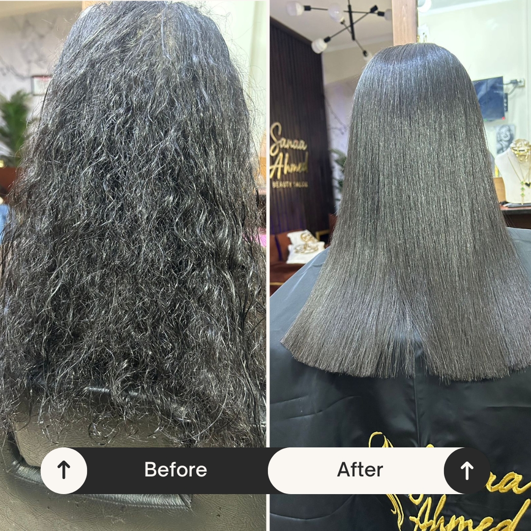 sanaa ahmed blowout straight short hair cairo