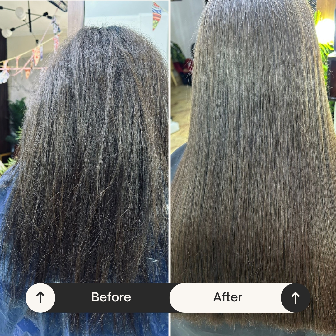 sanaa ahmed keratin frizzy grey brown smooth